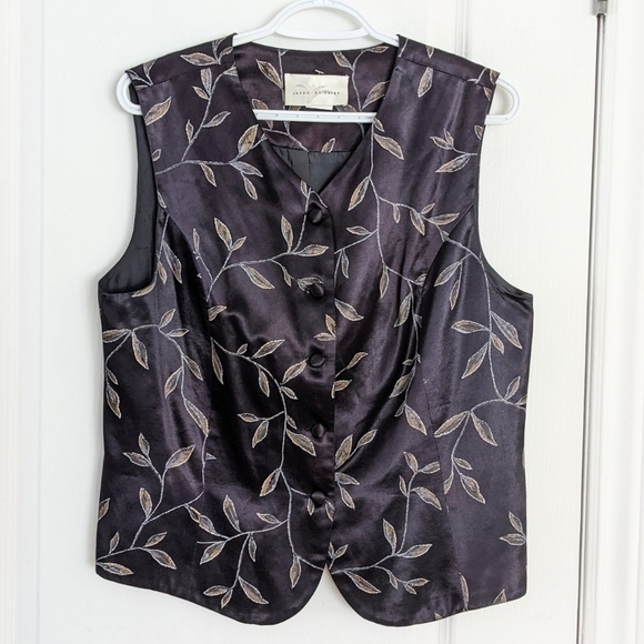 VINTAGE Japon et Chine oriental japan vest dark blue leafs decor Large A8 - Picture 5 of 8